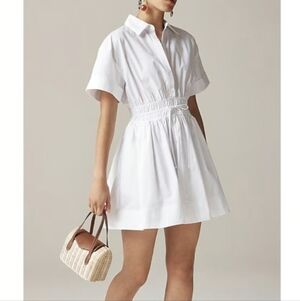 NWT J. Crew Elena white mini short-sleeve shirt dress - Size 10 Tall